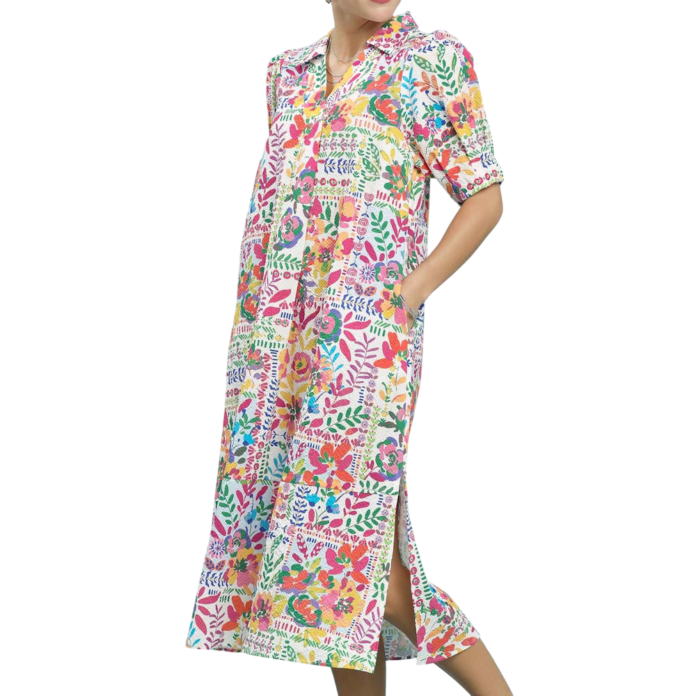 multi coloured midi dress ZARA NWT WOMAN SS25 PATCHWORK PRINT LINEN MIDI DRESS MULTICOLORED 3771/107