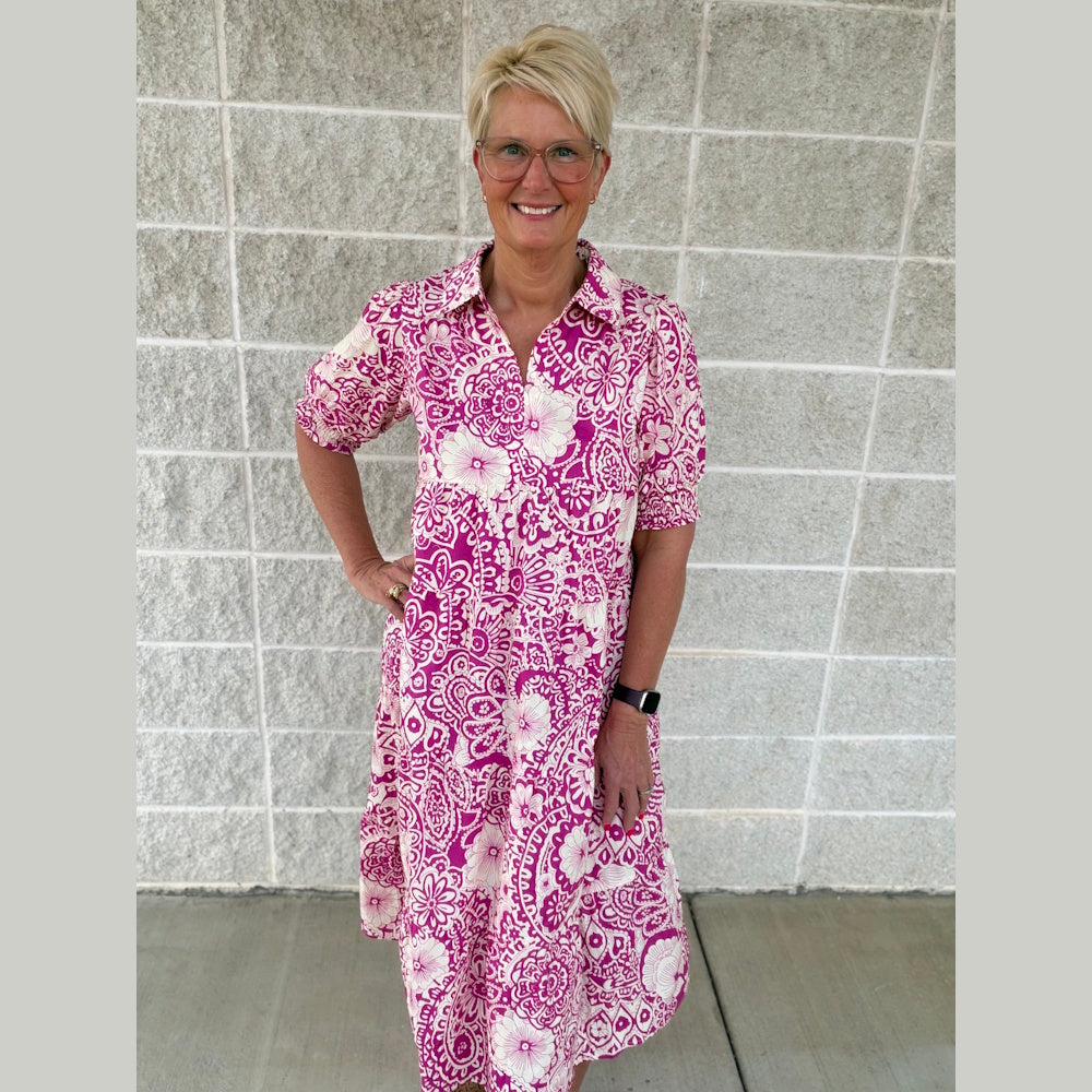 floral shirt dress Vintage Garden Color:Crayon Blue Dresses 1X-3X How to GET ADMIN ethereal effect or buttoned