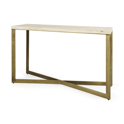 Faye Barely Gray Finished Wood W/Gold Metal Base Console Table — alternate view 6
