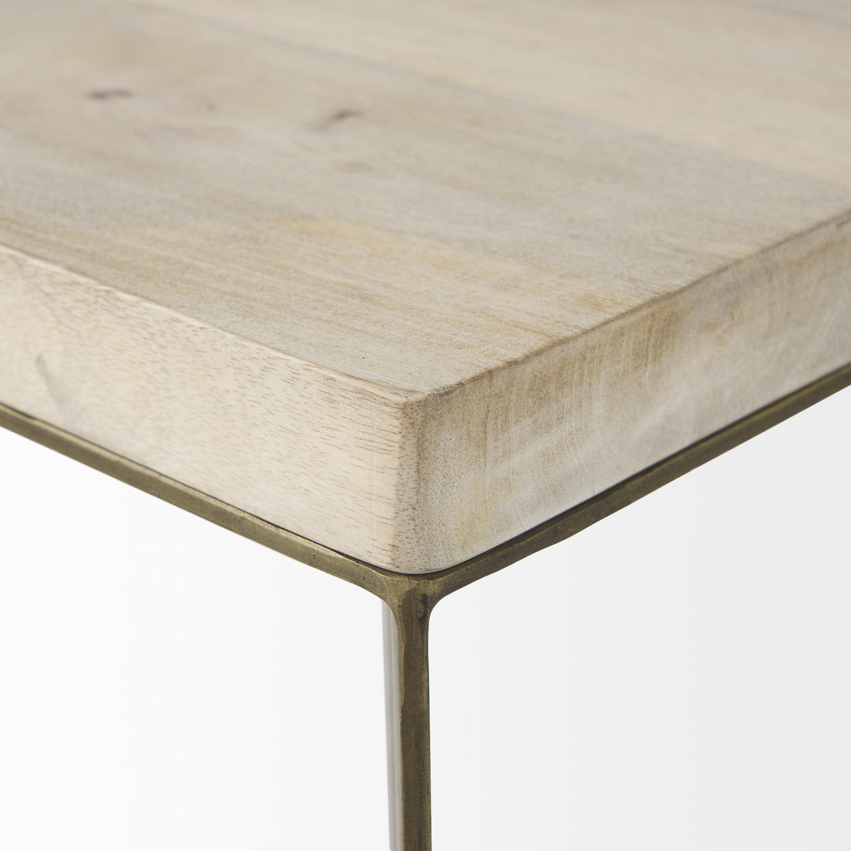 Faye (Set of 2) Barely Gray Finished Wood W/ Gold Metal Base Accent Tables — alternate view 6