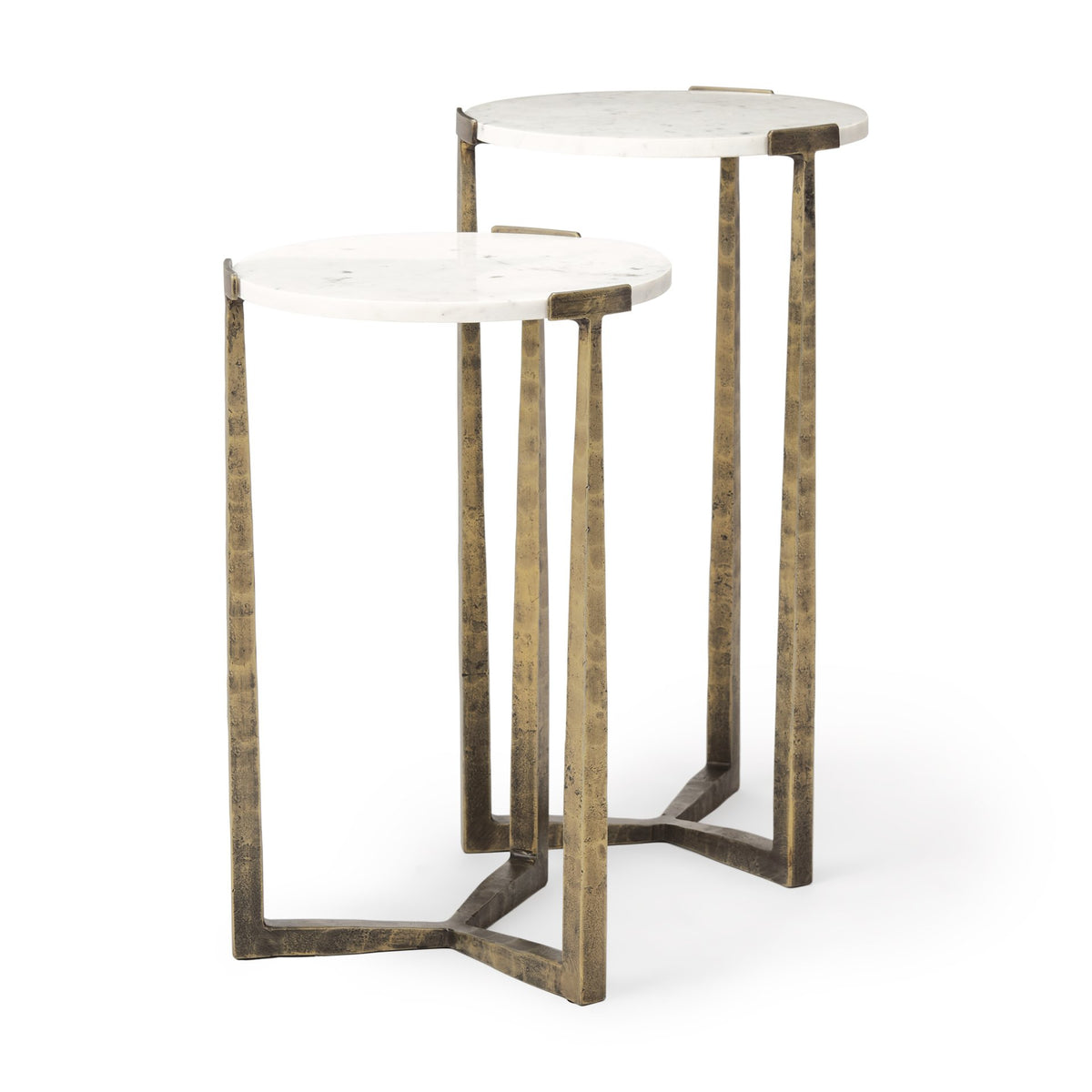 Atticus Marble and Antiqued Gold Metal Nesting Accent Tables (Set of 2) — alternate view 2