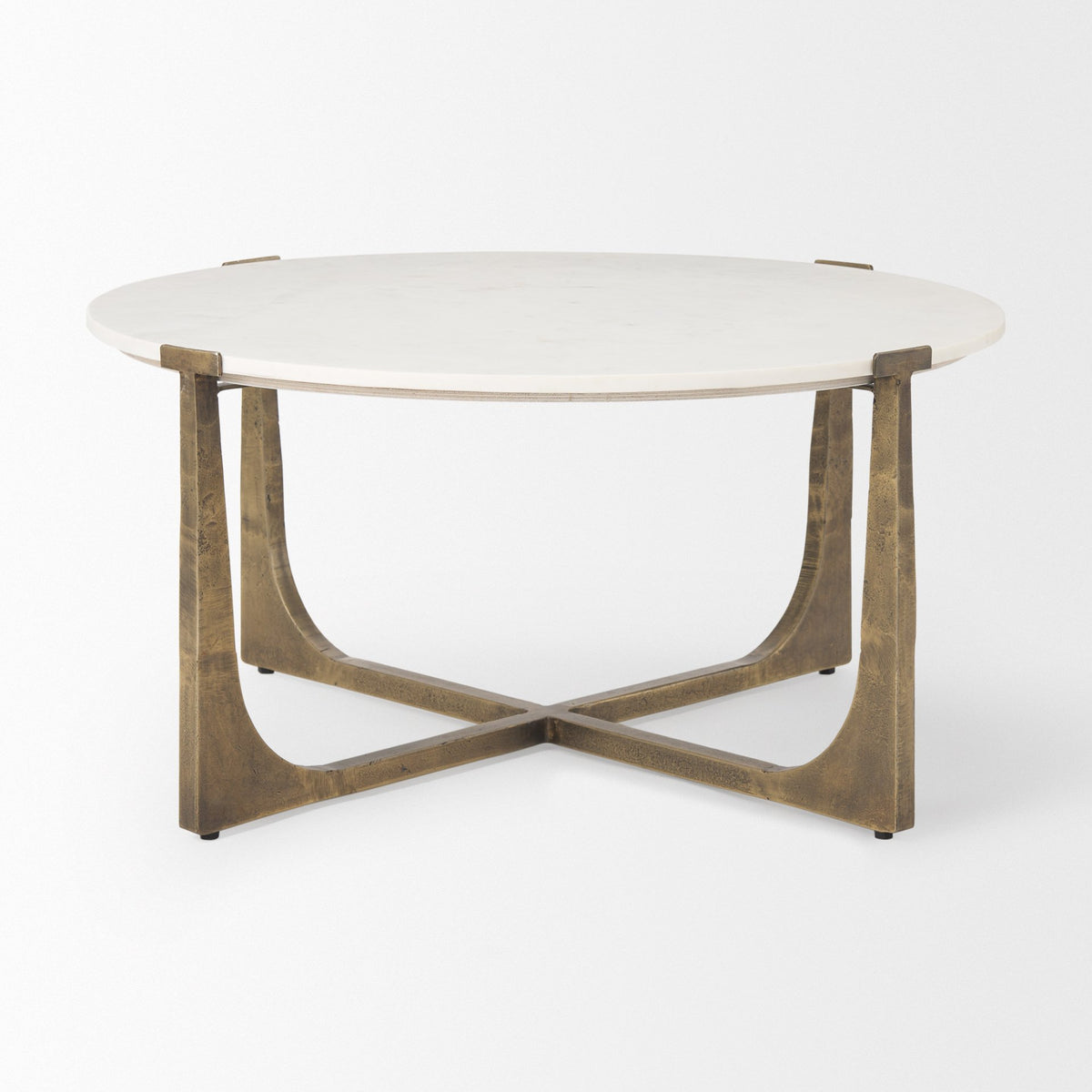Atticus Marble and Antiqued Gold Metal Coffee Table — alternate view 2