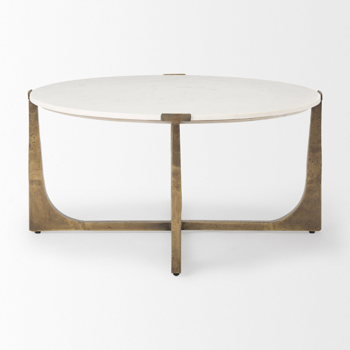 Atticus Marble and Antiqued Gold Metal Coffee Table — alternate view 3