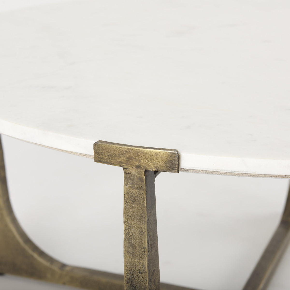 Atticus Marble and Antiqued Gold Metal Coffee Table — alternate view 6