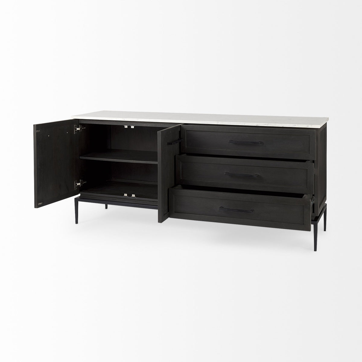 Divina Black-Brown Wood With  Marble Top Sideboard — alternate view 5