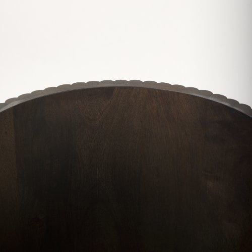 Dark Brown Wood Fluted Round Side Table — alternate view 6