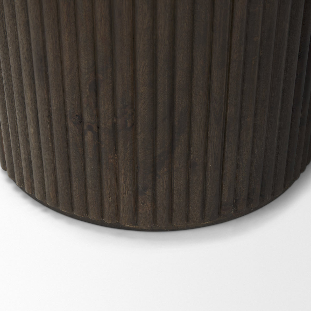 Dark Brown Wood Fluted Round Side Table — alternate view 7