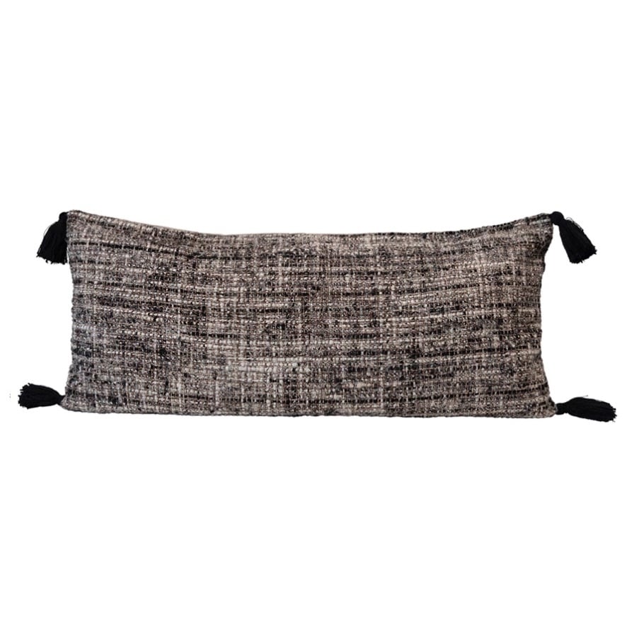 Woven Boucle Lumbar Pillow with Tassels, Multi Color — alternate view 2