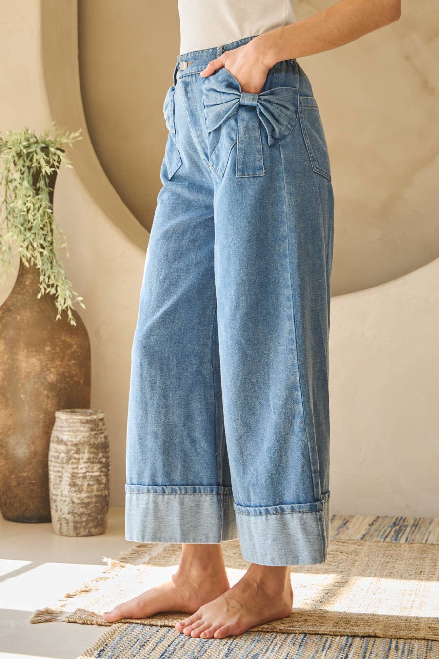 Washed Denim Wide Leg Pants — alternate view 7