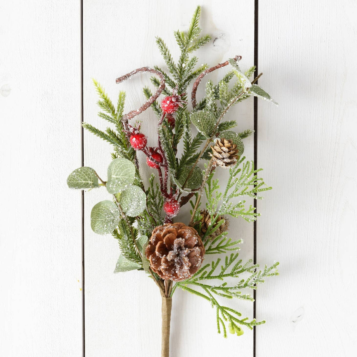 Pick - Frosted Mixed Evergreens, Berries, Cones