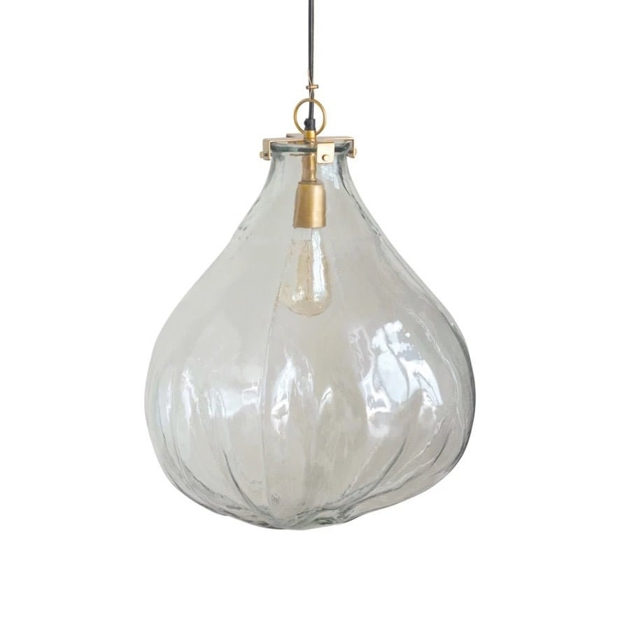 Hand-Blown Glass & Metal Pendant Lamp, Brass Finish - 17 1/2" x 19 1/2" — alternate view 4