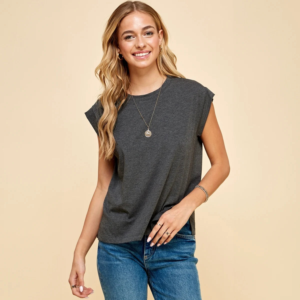 Solid Top with Short Sleeves