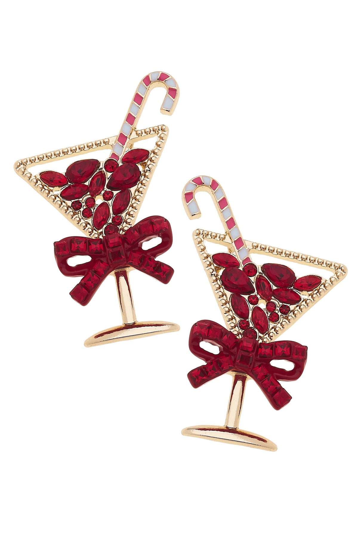 Candy Cane Christmas Cocktail Earrings in Red