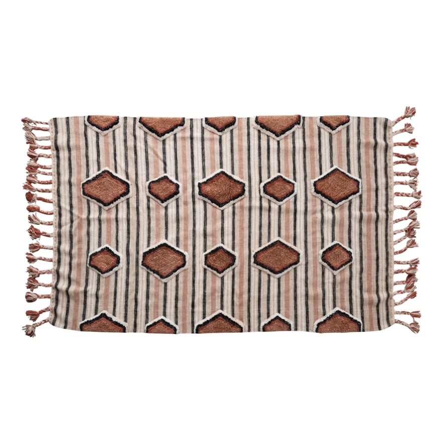 Cotton Tufted Kilim Rug with Braided Tassels — alternate view 2