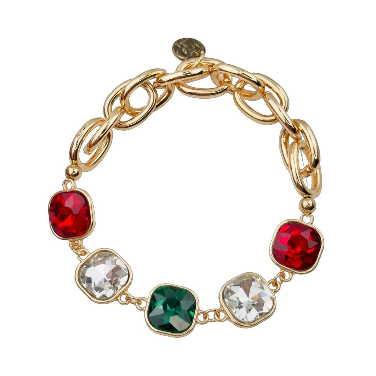 Curvy Square Christmas Gold Tone Bracelet
