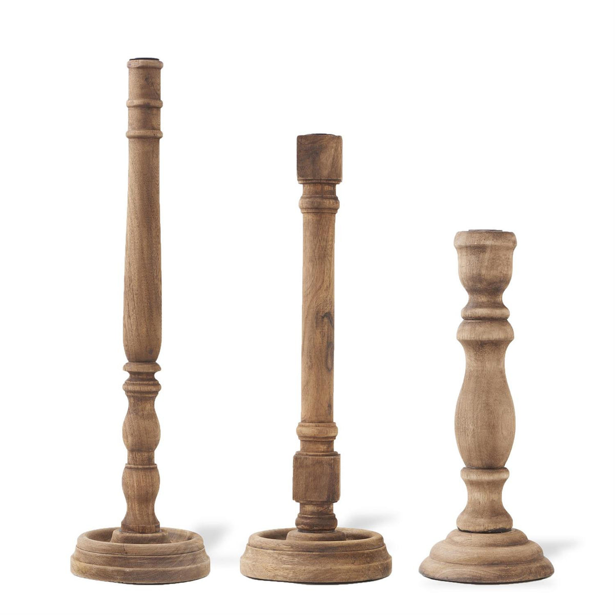 Brown Wood Taper Candleholder- Large — alternate view 2