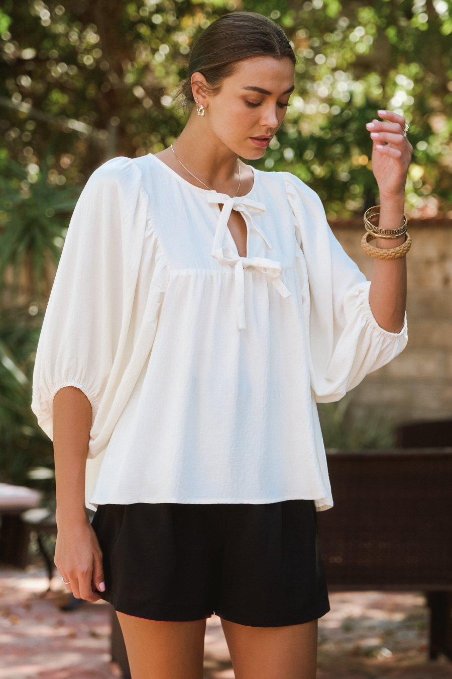Solid Airflow Batwing 3/4 Sleeve Top — alternate view 2