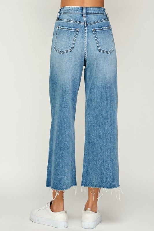 Medium Wash - High Rise Cropped Wide Leg Jeans — alternate view 2