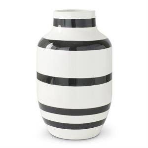 White and Black Striped Ceramic Vase — alternate view 3