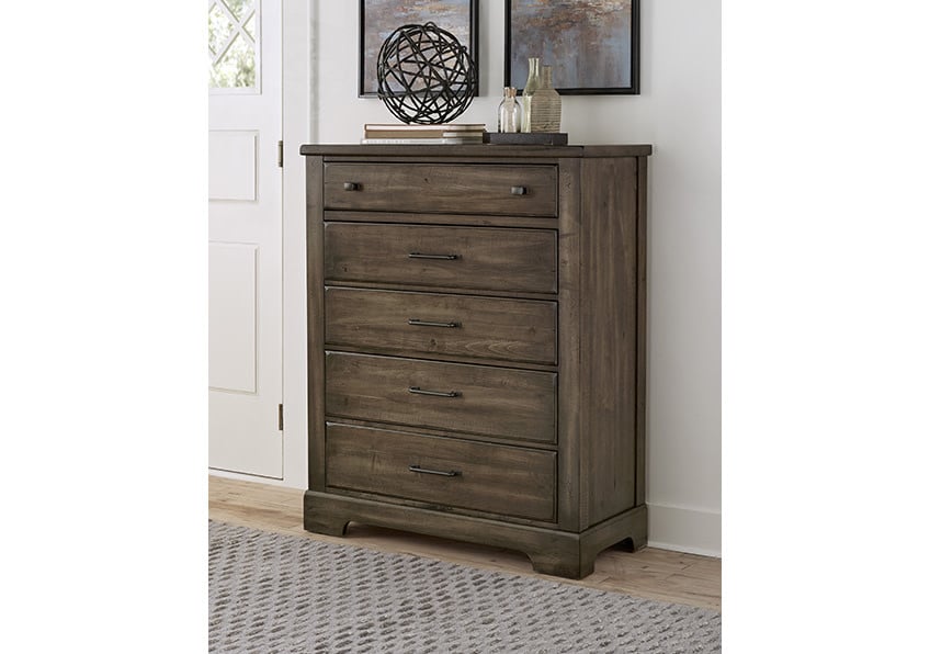 Cool Rustic 5 Drawer Chest (Mink) — alternate view 4