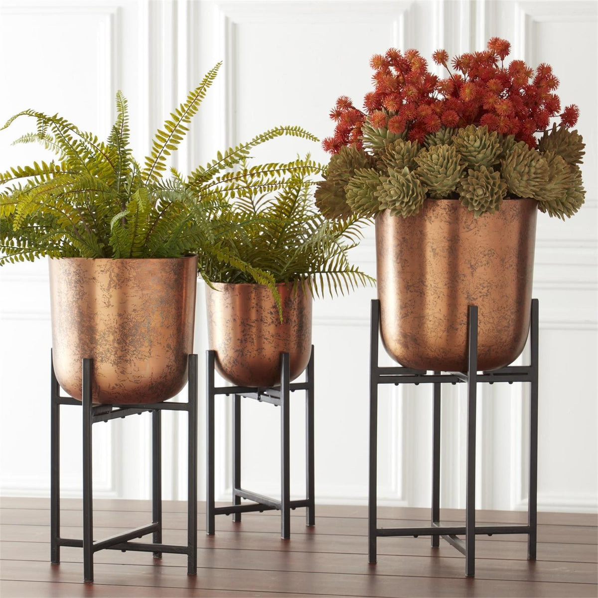 Medium Copper Distressed Metal Planter