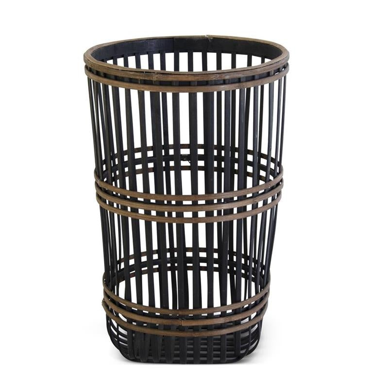 Brown Wood Slat Woven Basket — alternate view 2