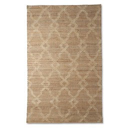 Gray & Cream Jute Interlocking Diamond Handwoven Rug (5x8)