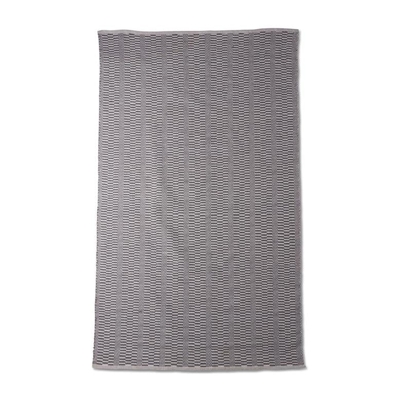 White Light & Dark Gray 2 Pattern Striped Cotton Handwoven Area Rug (5x8)