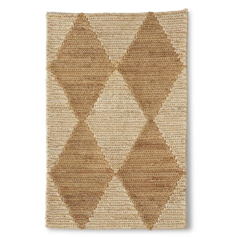 Natural and Tan Jute Diamond Handwoven Rug