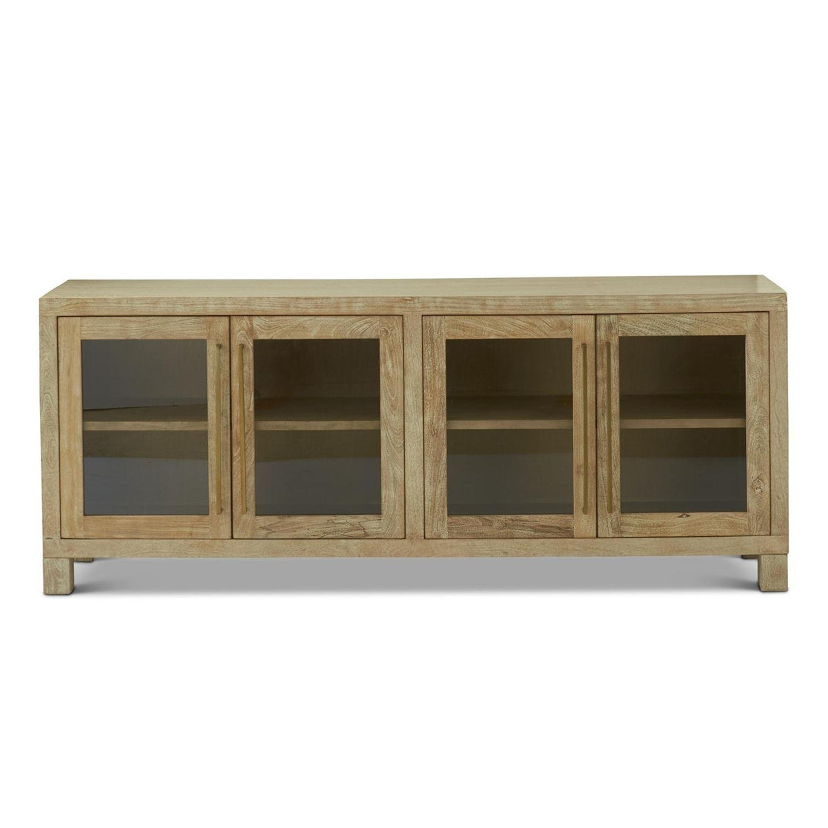Whitewashed Blonde Wood 4 Glass Door Sideboard — alternate view 4