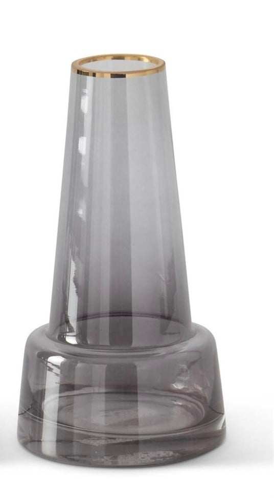 Gray Glass Vase With Gold Rim — alternate view 7