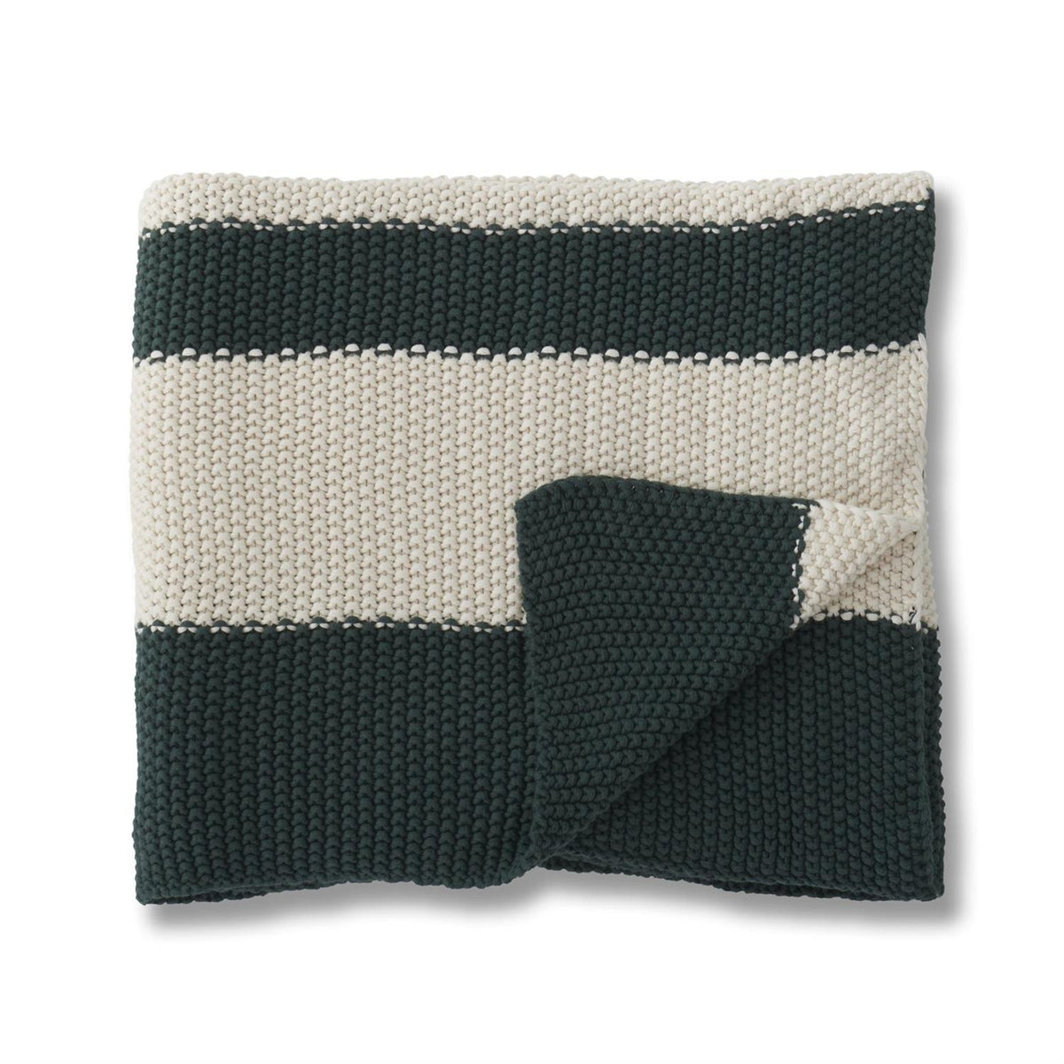 Dark Green & Cream Striped Throw Blanket — alternate view 2