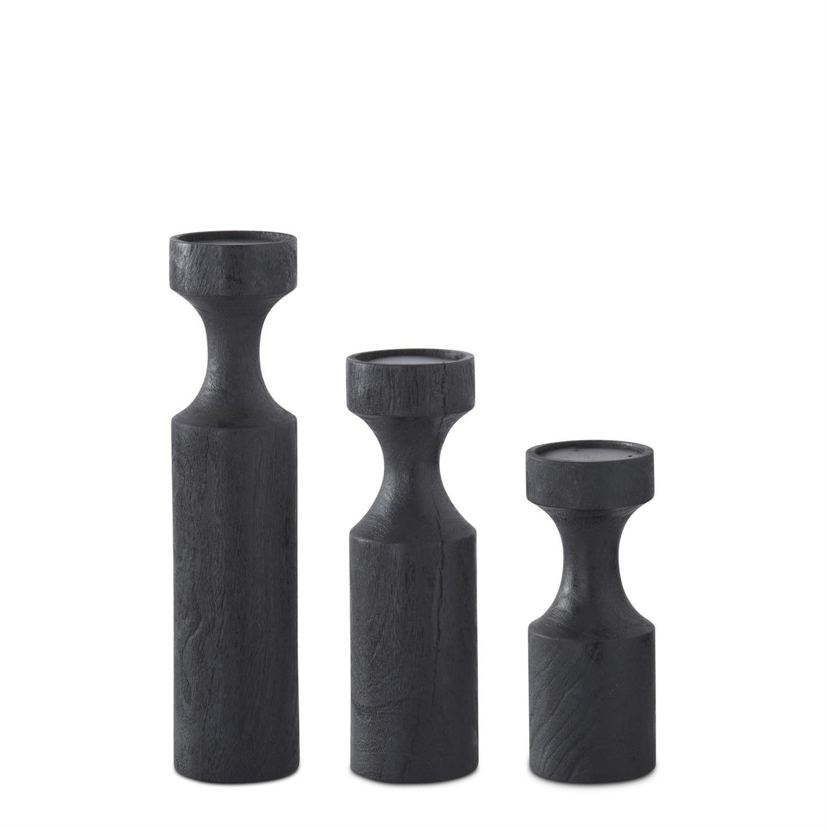 Black Wood Pillar Candleholder — alternate view 2