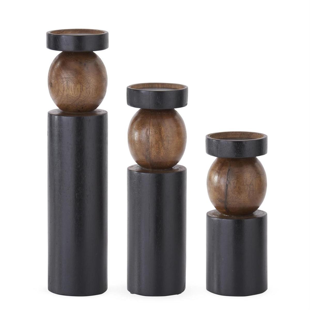 Medium Black & Brown Ball Candleholder — alternate view 2