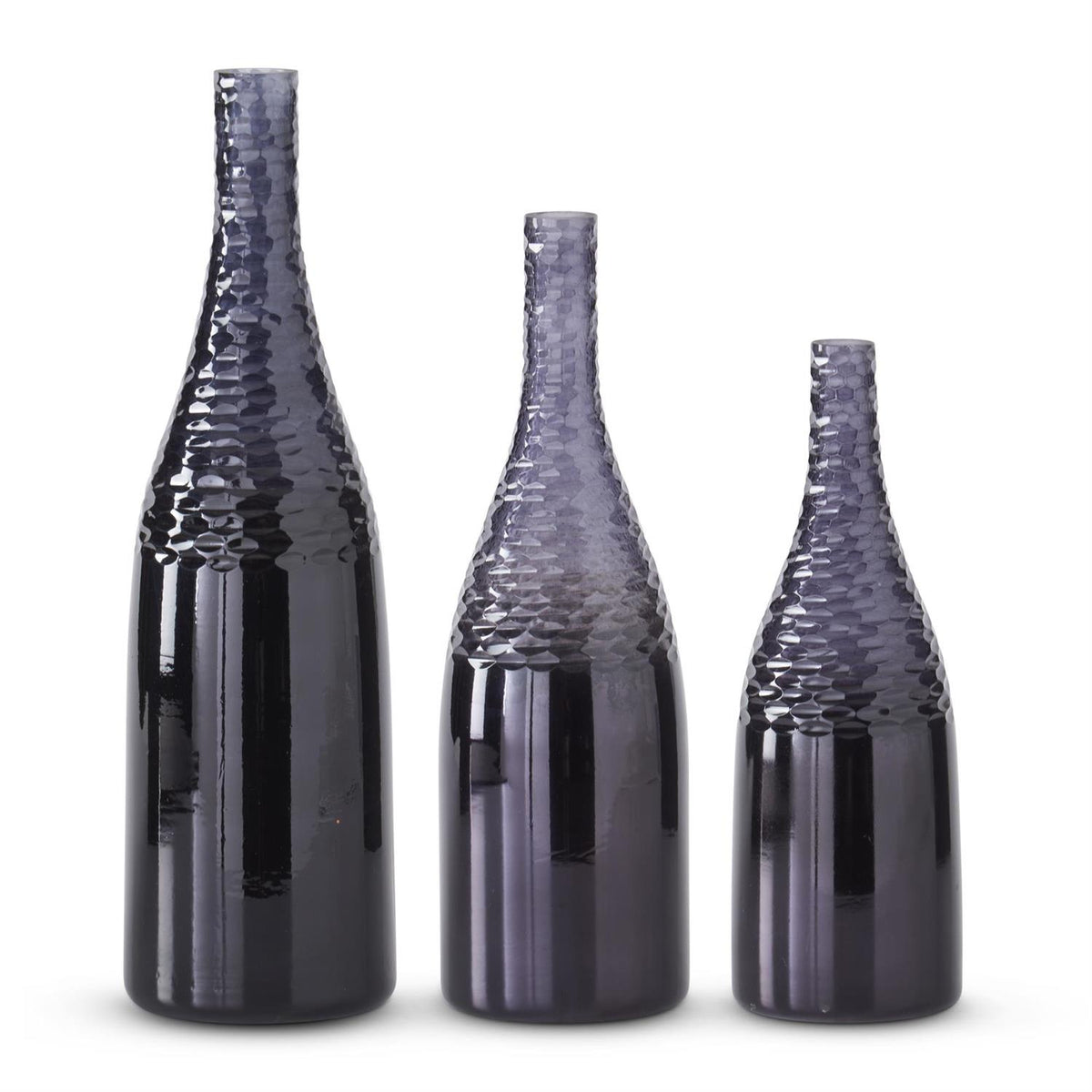 Black Glass Etched Top Bottle