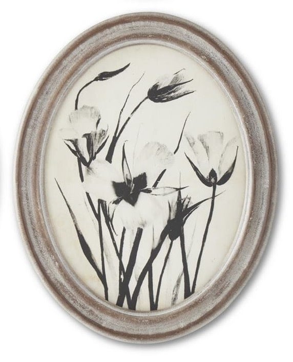 Wood Framed Oval Black & White Botanical Print — alternate view 11