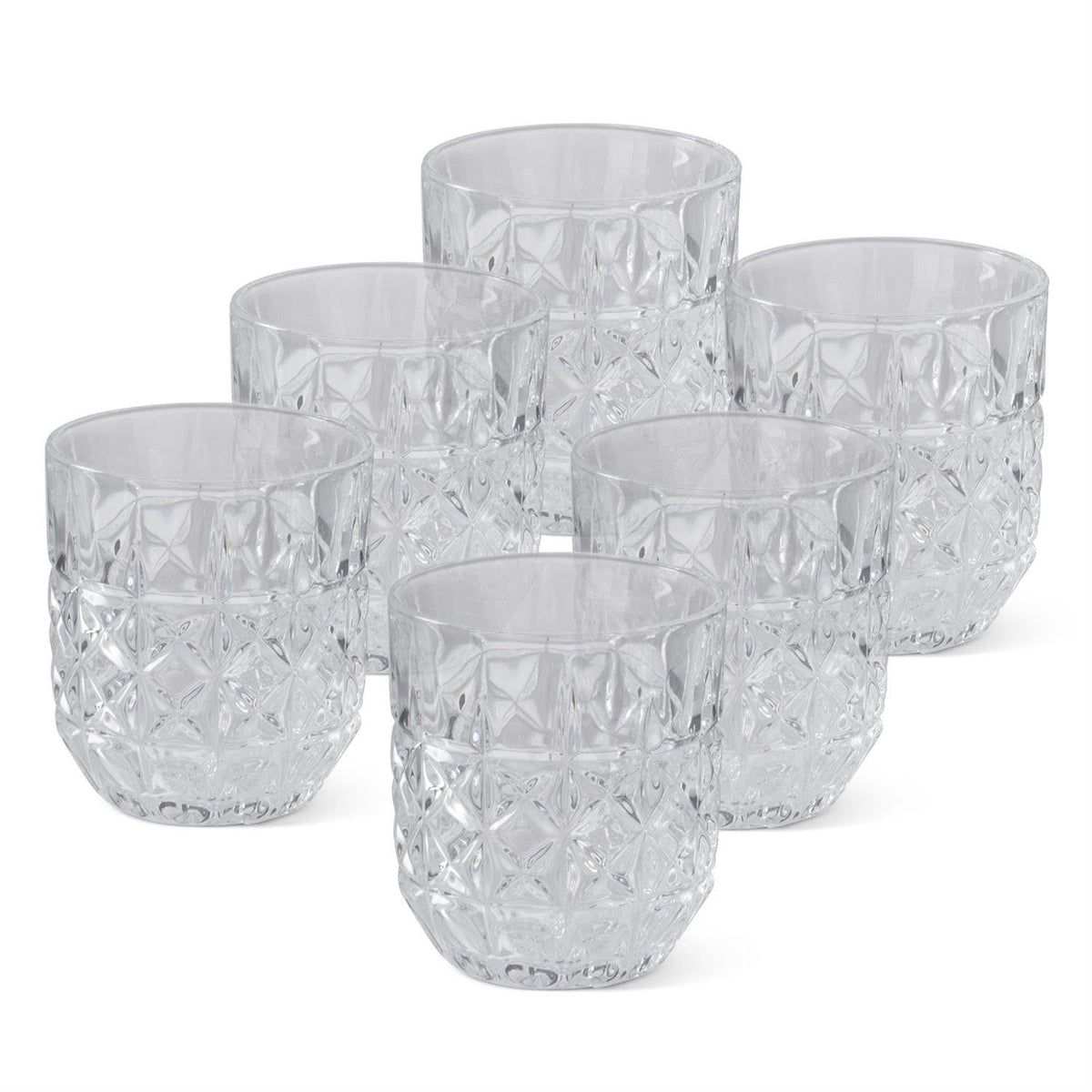 Set of 7 Grid Pressed Decanter & Lowball Drinking Glasses — alternate view 2