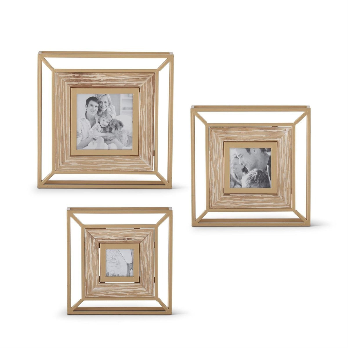 Small Gold Metal & Wood Modern Photo Frame — alternate view 2
