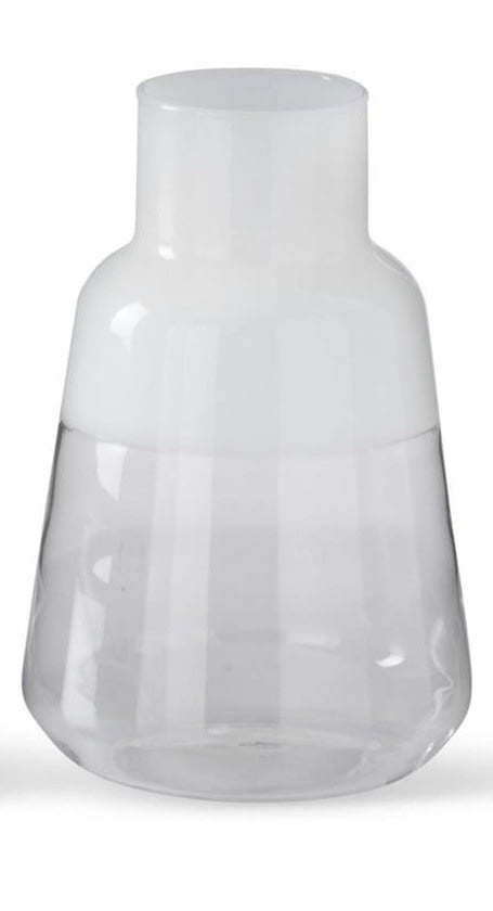 Medium White & Clear Glass Bud Vase — alternate view 2