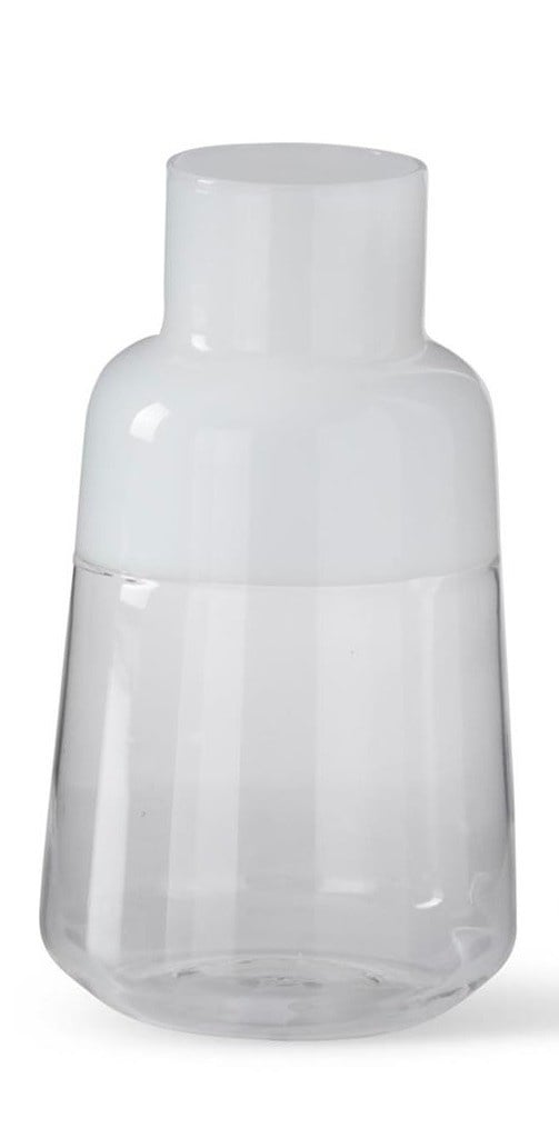Large  White & Clear Glass Bud Vase — alternate view 2