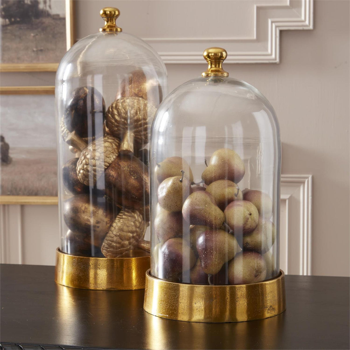 Glass & Antiqued Gold Metal Cloches