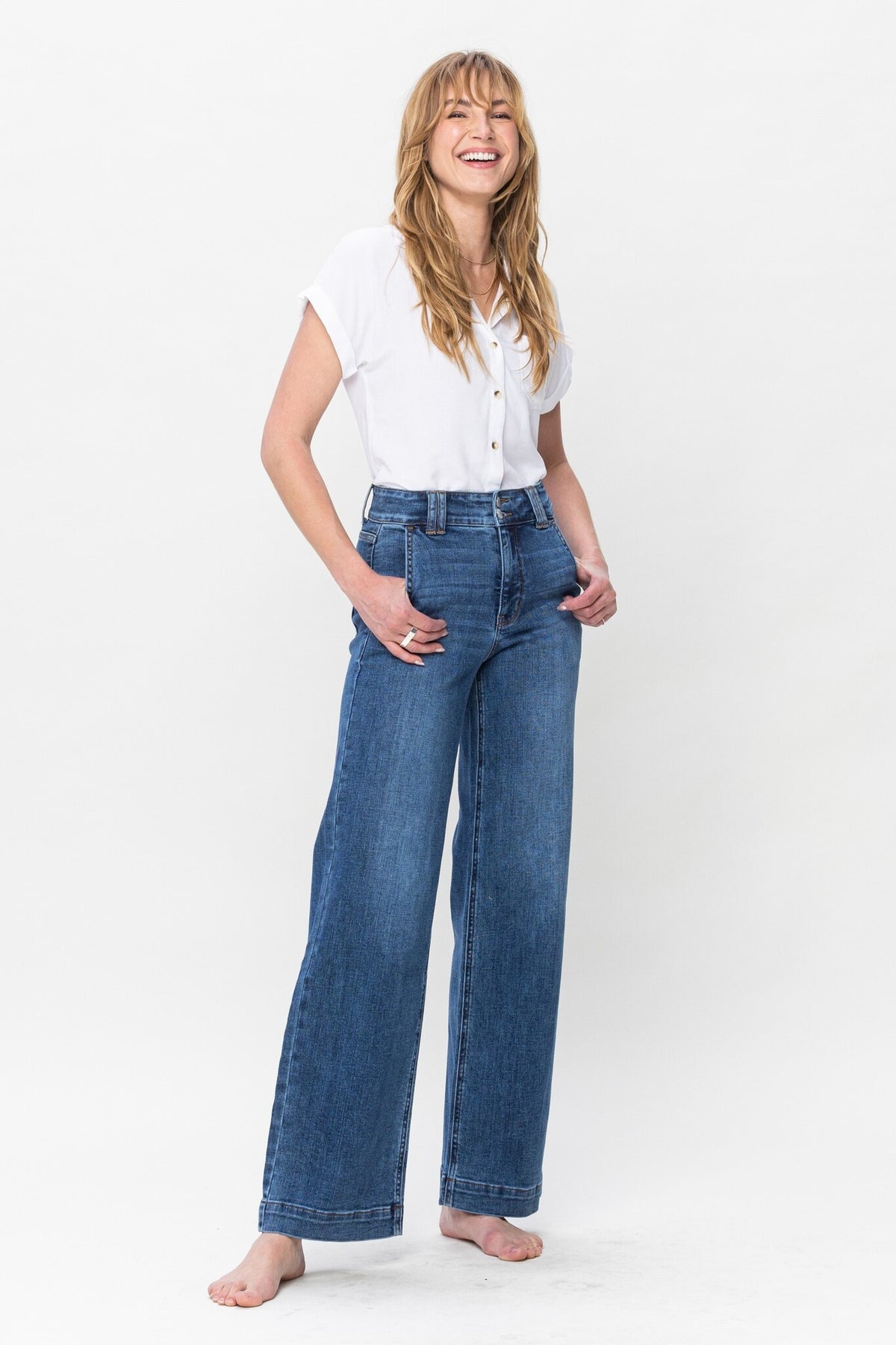 High Waist Double Button Wide Leg — alternate view 6