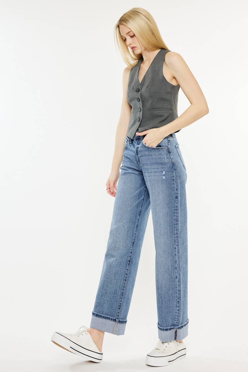 Kolbie High Rise Cuffed Wide Leg Jeans — alternate view 5