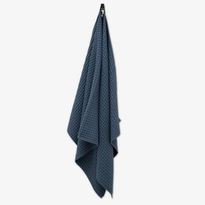 Waffle Bath Towel-Midnight Blue — alternate view 2