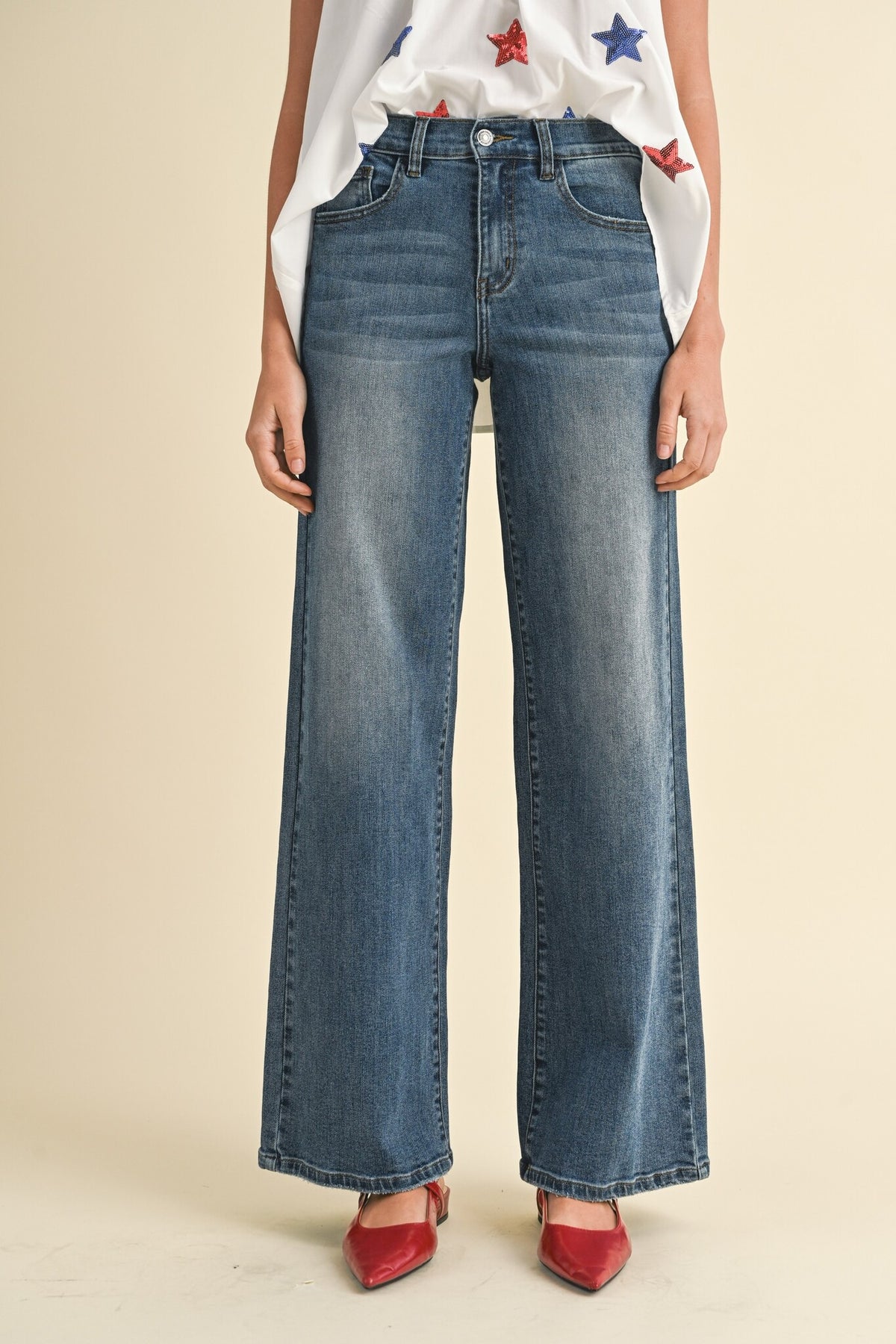 Comfort Stretch High Rise Wide Leg Jeans — alternate view 2