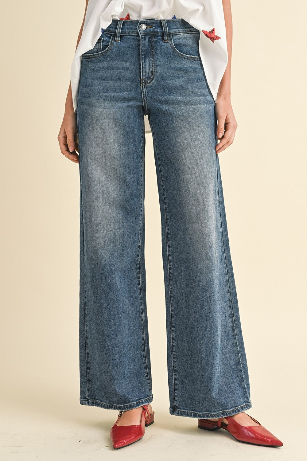 Comfort Stretch High Rise Wide Leg Jeans — alternate view 5