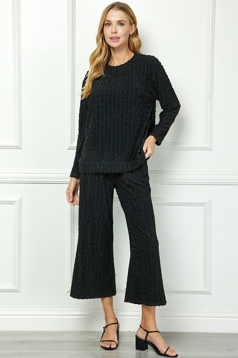 Glitter Textured Long Sleeve Top