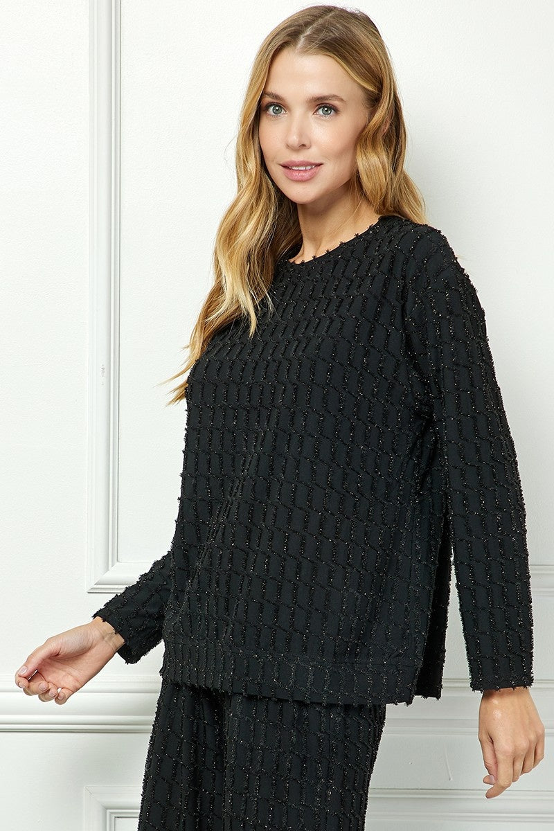 Glitter Textured Long Sleeve Top — alternate view 2