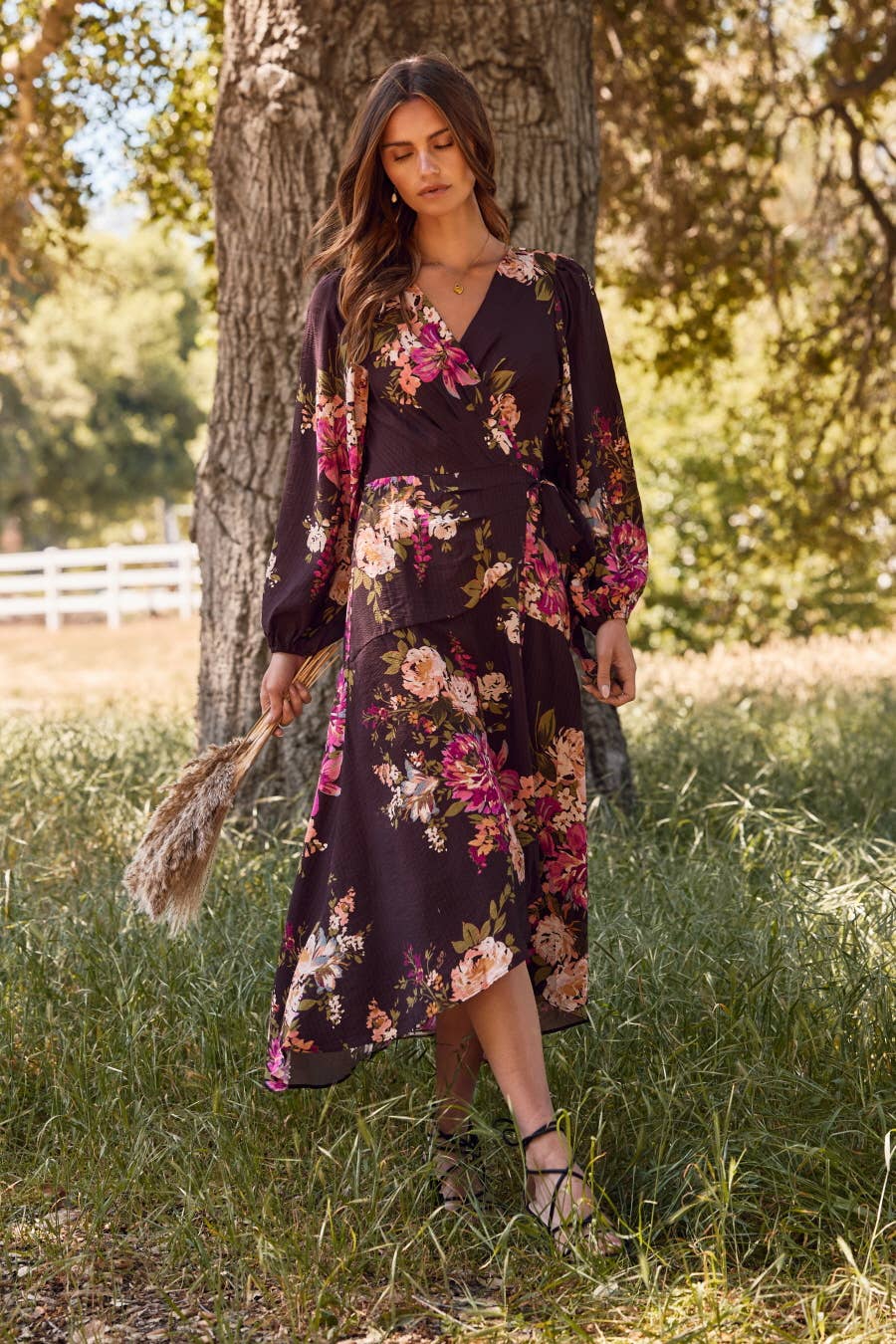 Floral Printed Wrapped Midi Dress — alternate view 4
