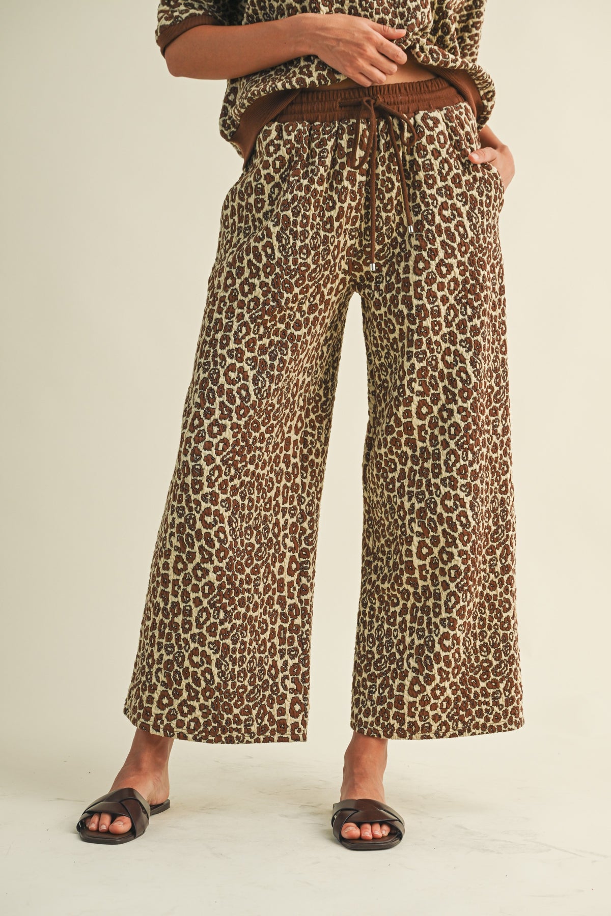 Leopard Jacquard Top & Wide Pants Set — alternate view 3